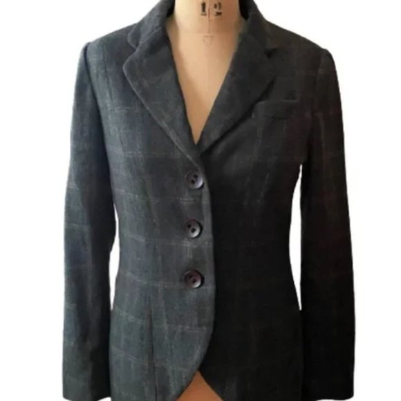 CAbi tuxedo style blazer jacket plaid with cool lining - Picture 9 of 14